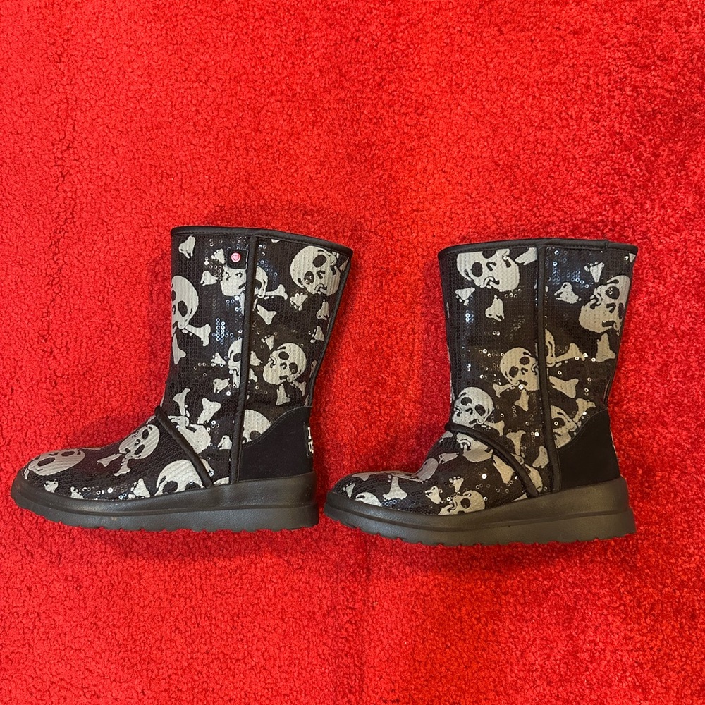 UGG Black Boots with Skull Design